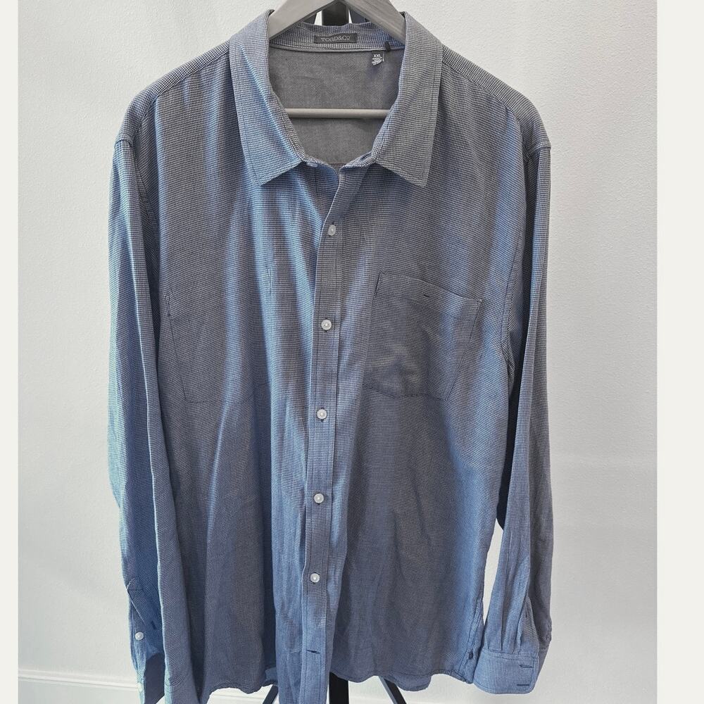 Toad & Co Flannel Shirt Mens XXL Blue White Check Long Sleeve Button Up Organic